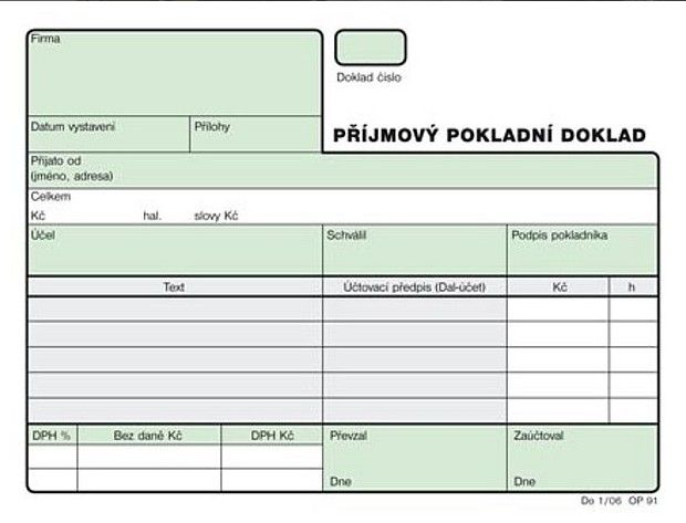 Příjmový pokladní doklad nečíslovaný A6 NCR (2×50l.)