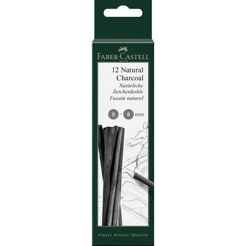 Obrázek produktu: Přírodní uhel Faber Castell Pitt Monochrome, velikost 5 - 8 mm, 12 ks