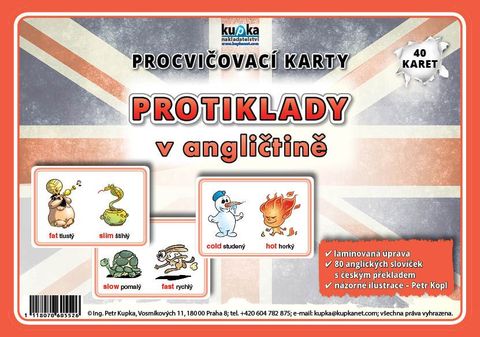 Obrázek produktu: Procvičovací karty - protiklady v angličtině A6 (15x10 cm) v krabičce