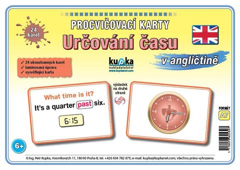Obrázek produktu: Procvičovací karty - určování času v angličtině A6 (15x10 cm)