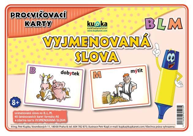 Procvičovací karty - vyjmenovaná slova BLM A6 (15x10 cm) v krabičce