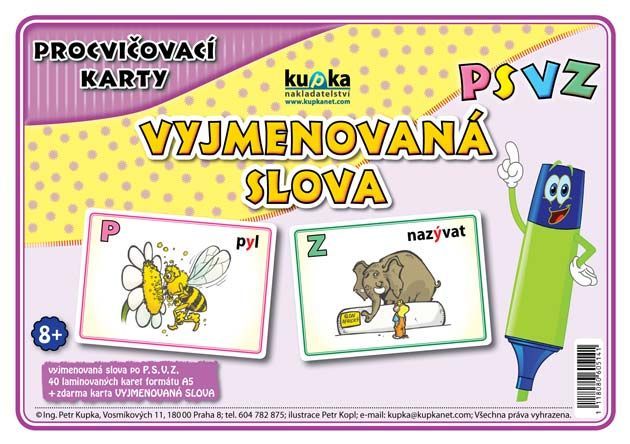 Procvičovací karty - vyjmenovaná slova PSVZ A6 (15x10 cm) v krabičce