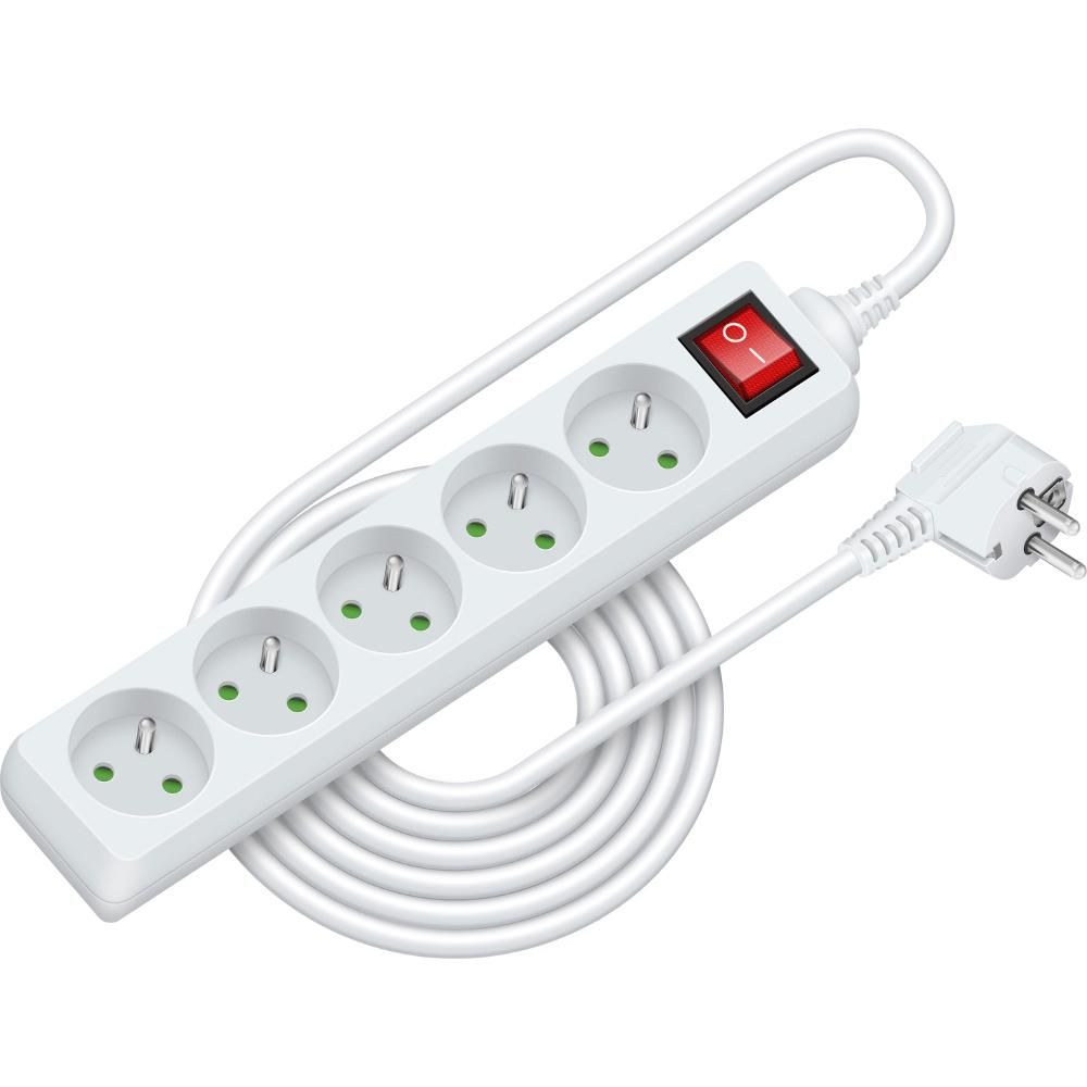 Prodlužovací kabel s vypínačem RETLUX RPC 31, 5 zásuvek, 5 m - bílý