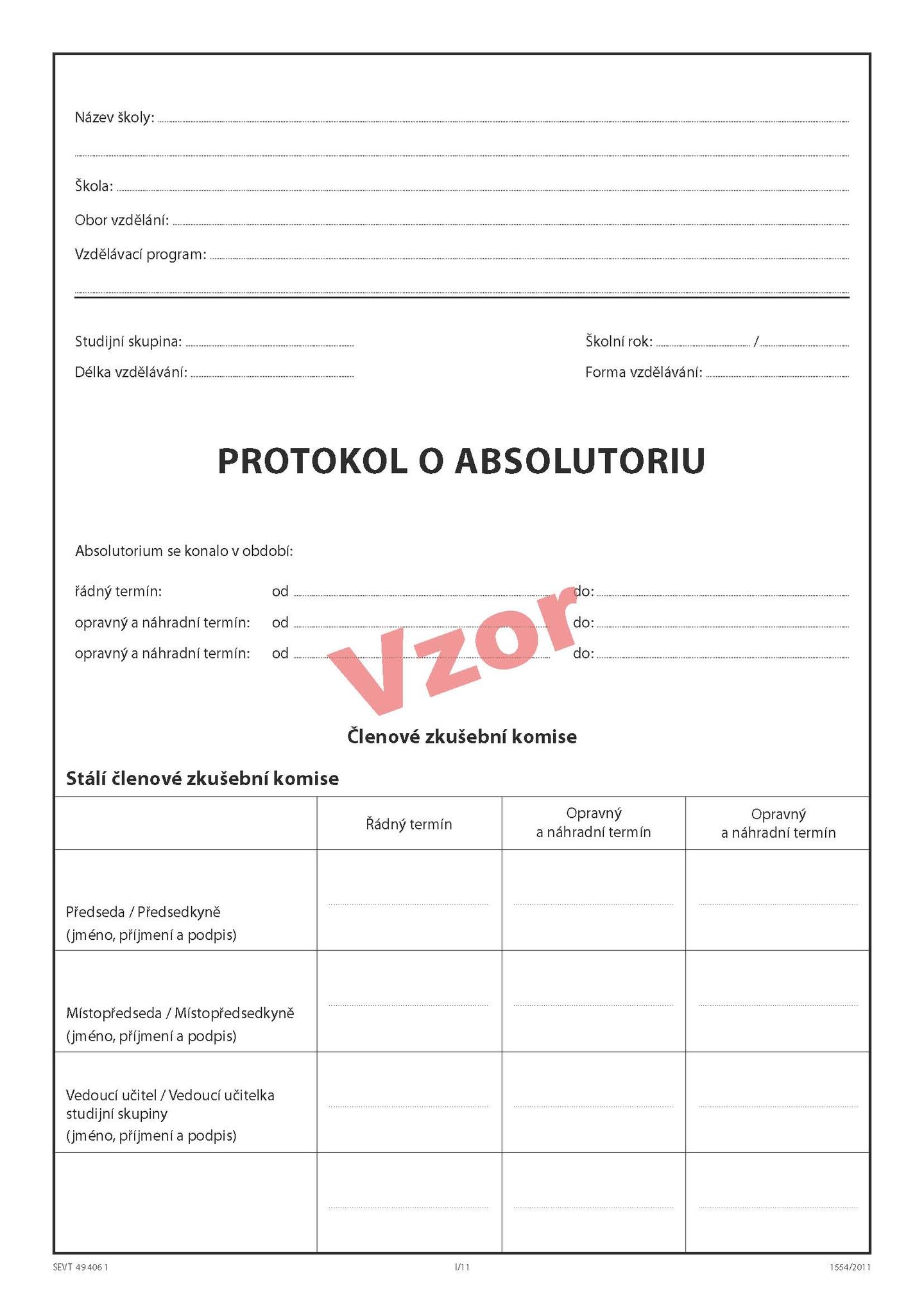 Protokol o absolutoriu (na třídu)