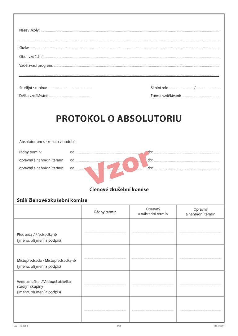 Protokol o absolutoriu (na třídu)