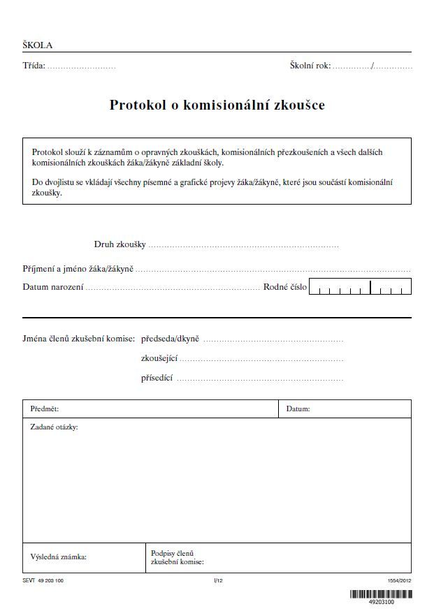 Protokol o komisionální zkoušce