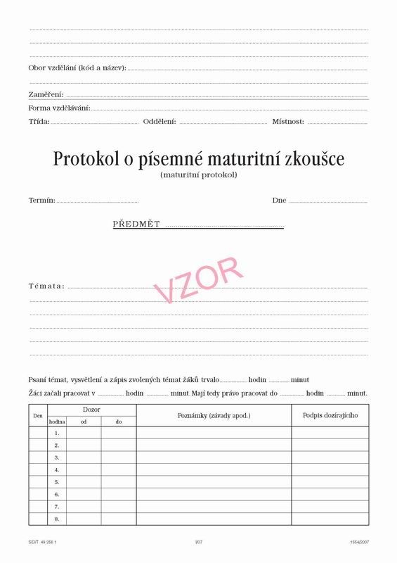 Protokol o písemné maturitní zkoušce