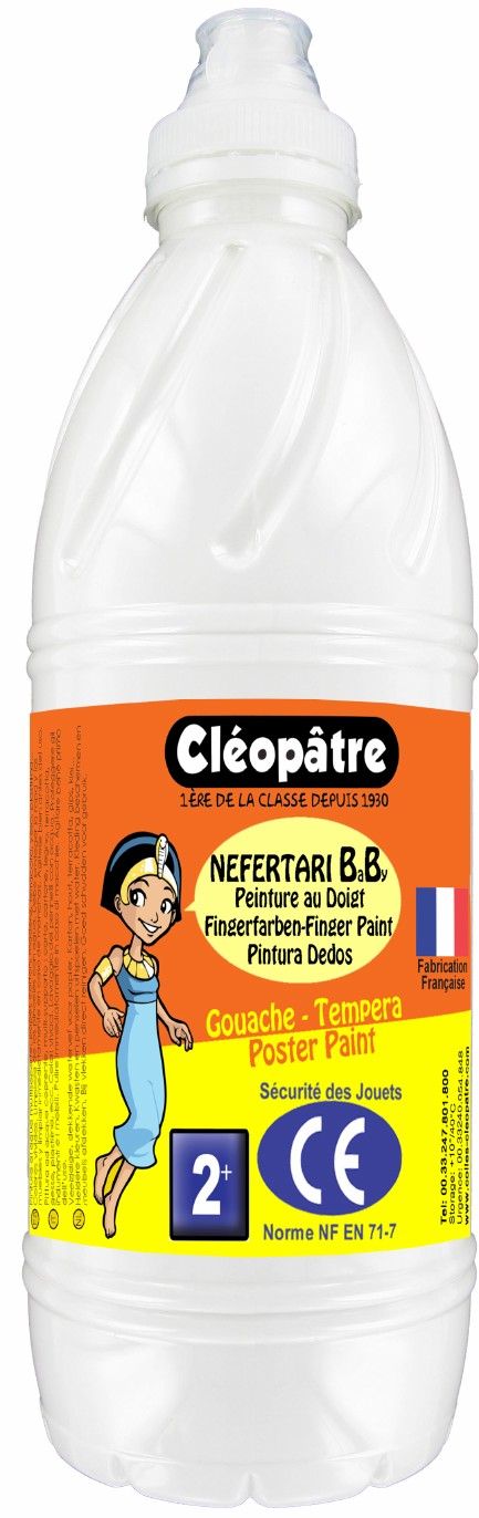 Cleopatre Prstová barva - tempera NEFERTARI BABY 1 l BÍLÁ