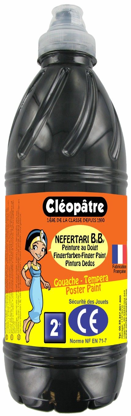Cleopatre Prstová barva - tempera NEFERTARI BABY 1 Kg ČERNÁ