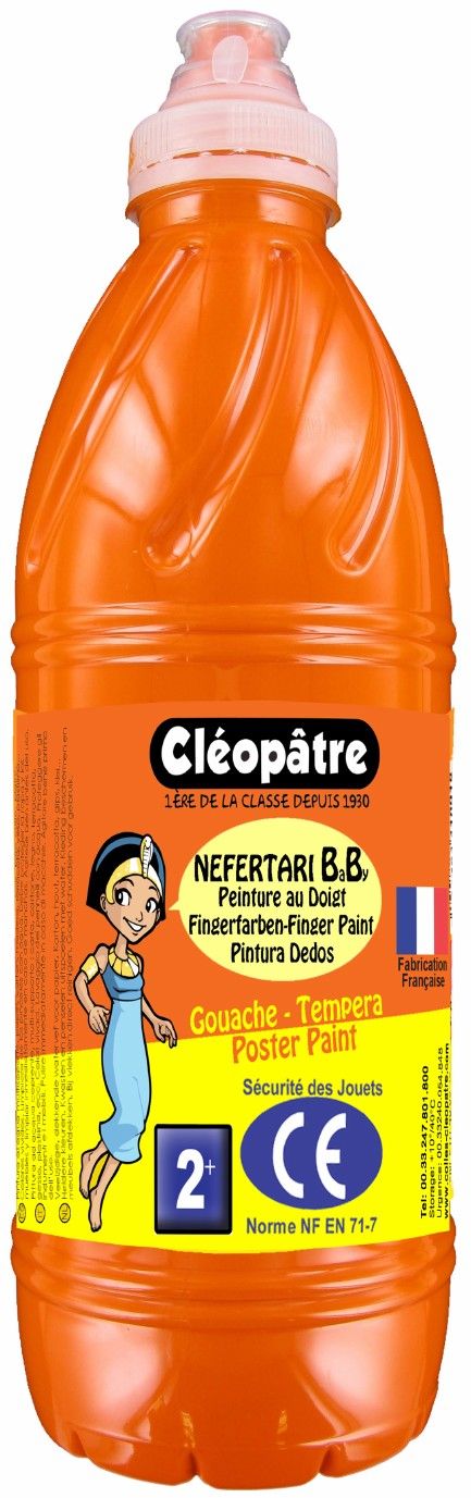 Cleopatre Prstová barva - tempera NEFERTARI BABY 1 Kg ORANŽOVÁ