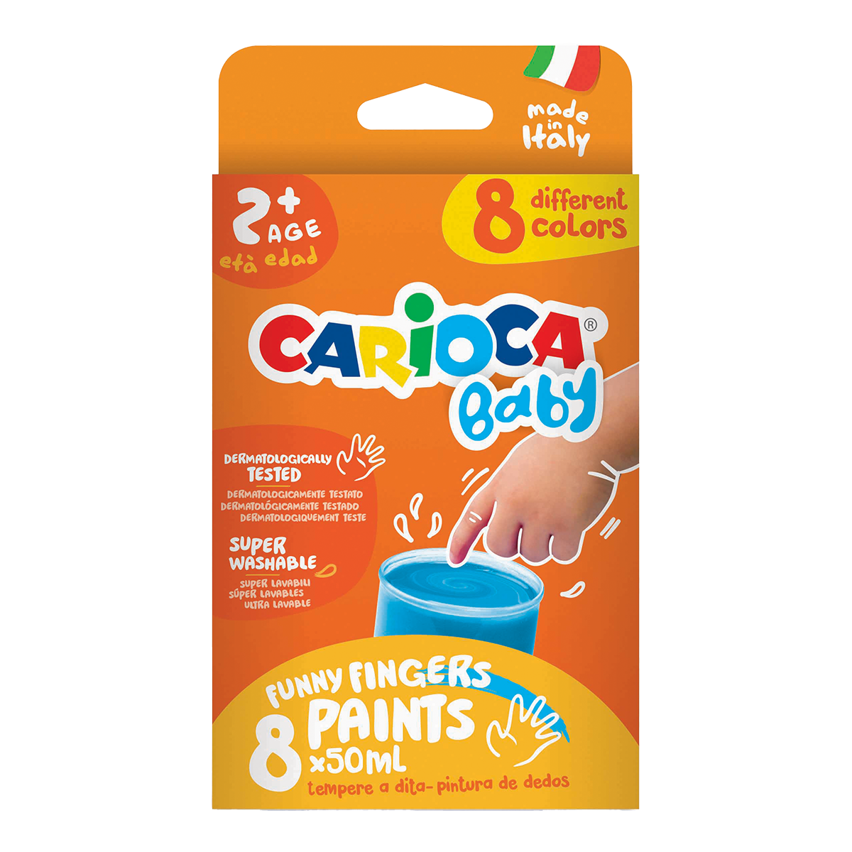 Prstové barvy Carioca Baby 2+, 8 × 50 ml