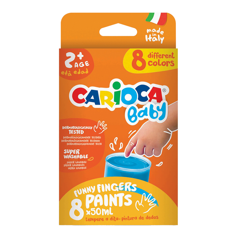 Prstové barvy Carioca Baby 2+, 8 × 50 ml