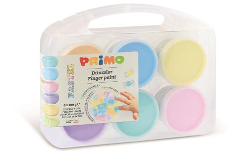 Obrázek produktu: Prstové barvy PRIMO PASTEL, kelímky, sada 6 x 100g