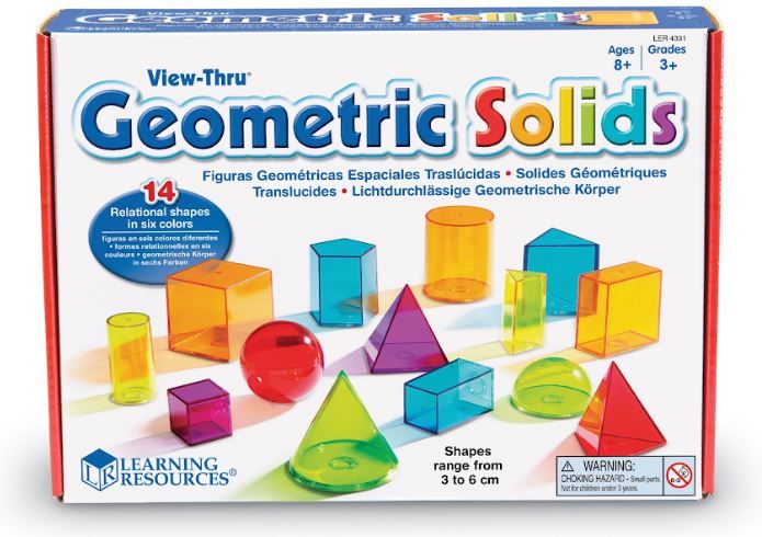 Průhledná barevná geometrická tělesa Montessori