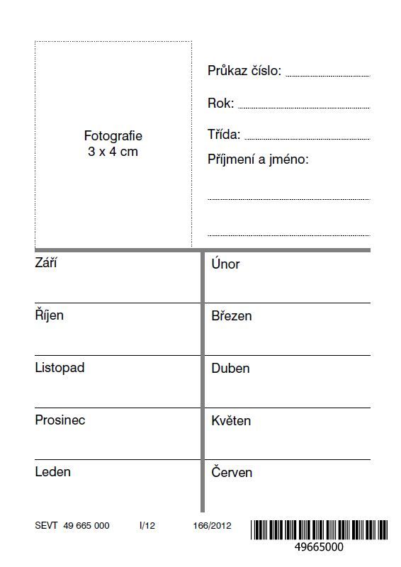 Průkaz ke stravování (bílý)