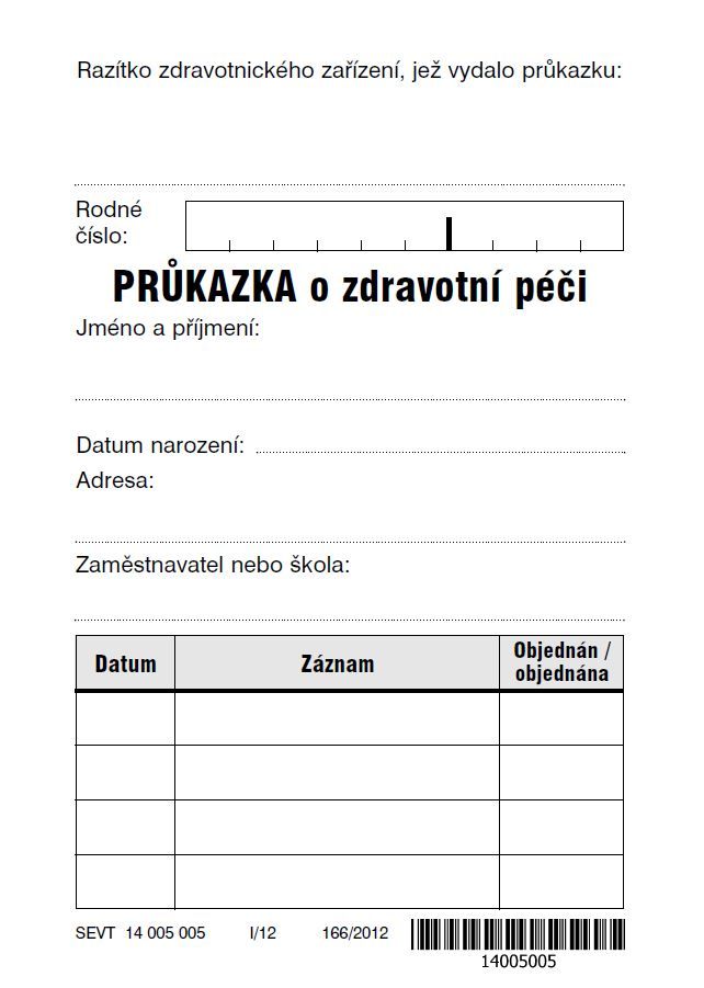 Průkazka o zdravotní péči