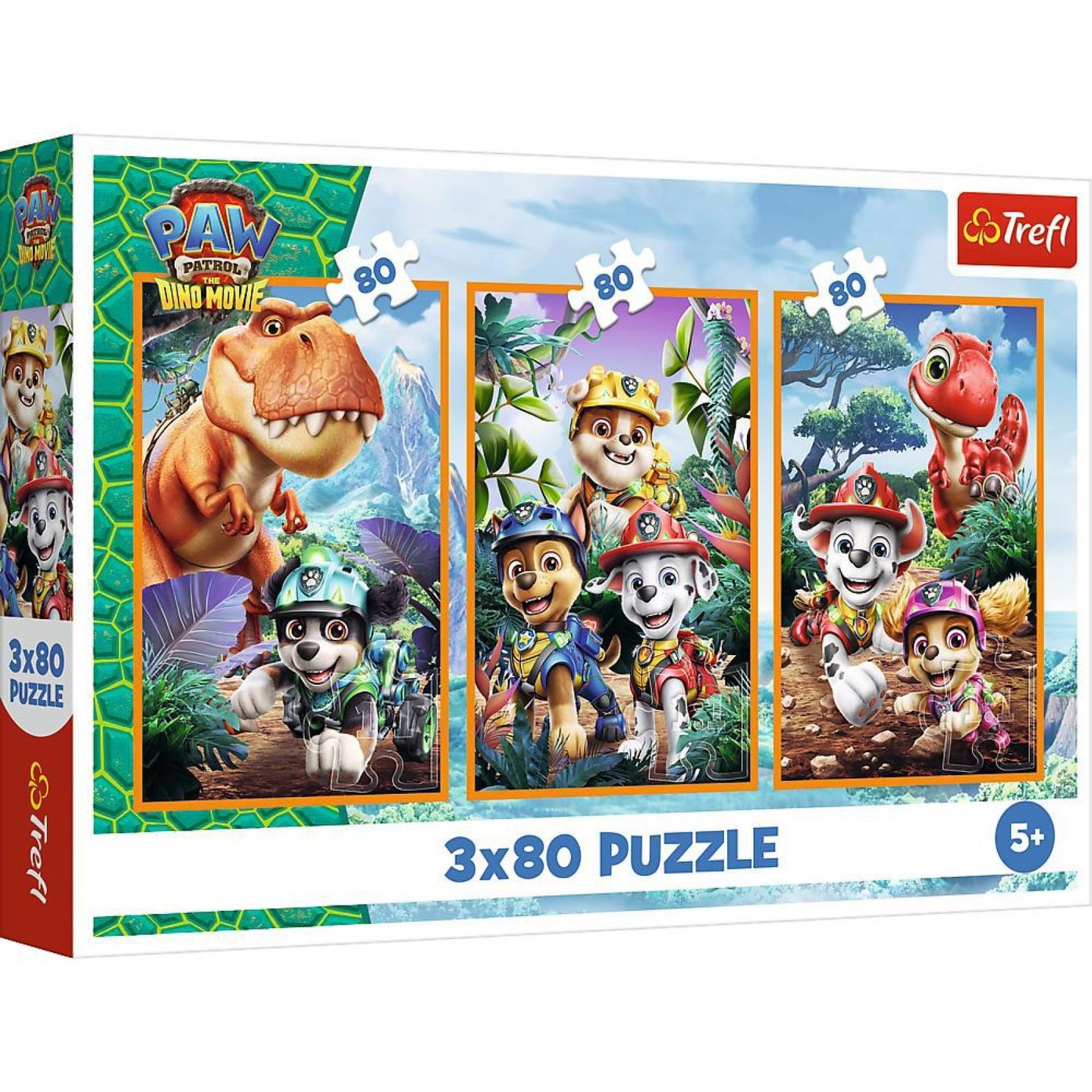 Puzzle 3 v 1 Tlapková patrola/ Paw Patrol Dino Movie - Dinosauří hrdinové 3 x 80 dílků