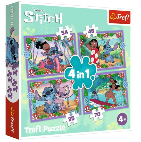 TREFL Lilo&Stitch Bláznivý den 4v1 35,48,54,70 dílků