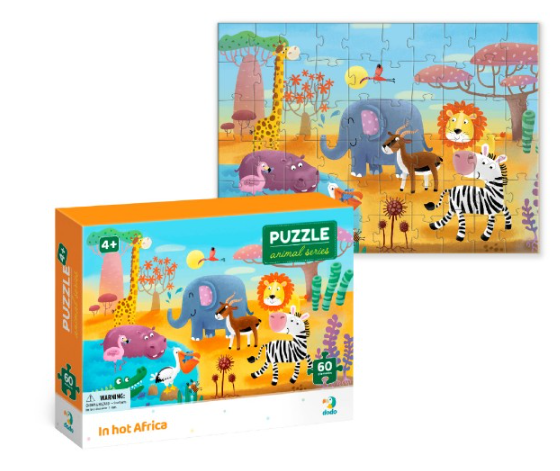 DODO Puzzle Zvířata: Vedro v Africe 60 dílků