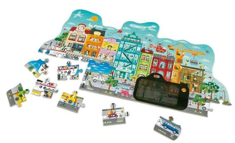 Puzzle - Animované městečko v pohybu, 49 dílků