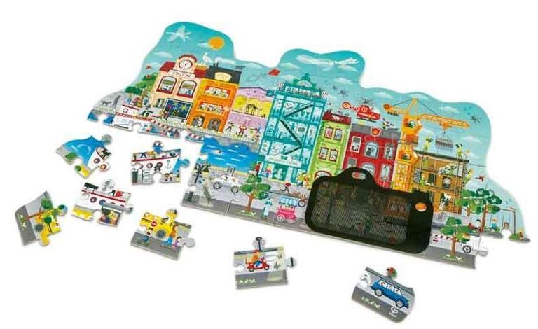 Hape Puzzle - Animované městečko v pohybu, 49 dílků