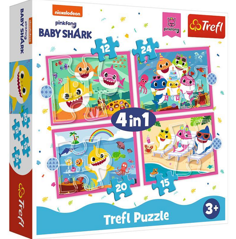 TREFL Baby Shark: Rodina 4v1 12,15,20,24 dílků