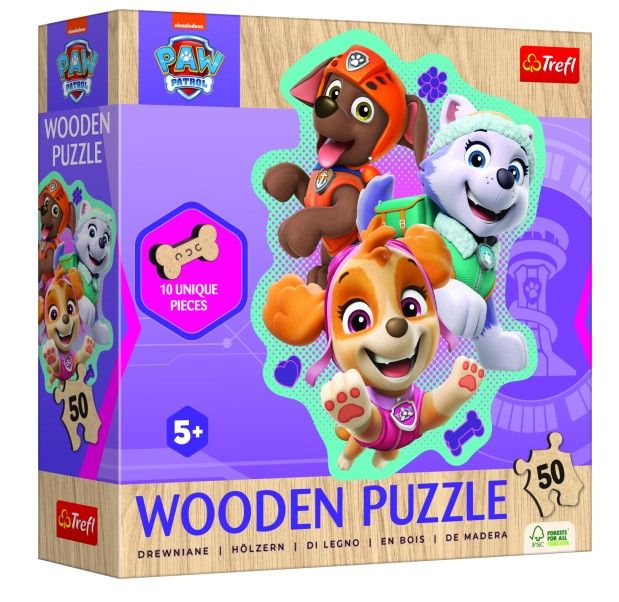 Levně Puzzle dřevěné nepravidelné tvary Tlapková patrola/ Paw Patrol 50 dílků
