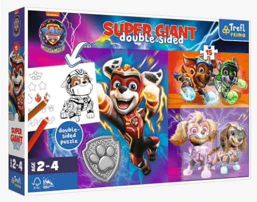 Puzzle GIANT oboustranné Skvělý tým Tlapkové patroly/ Paw patrol - 15 dílků