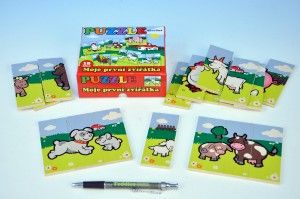Puzzle - Moje první zvířátka - dřevěné 18 dílků v krabičce