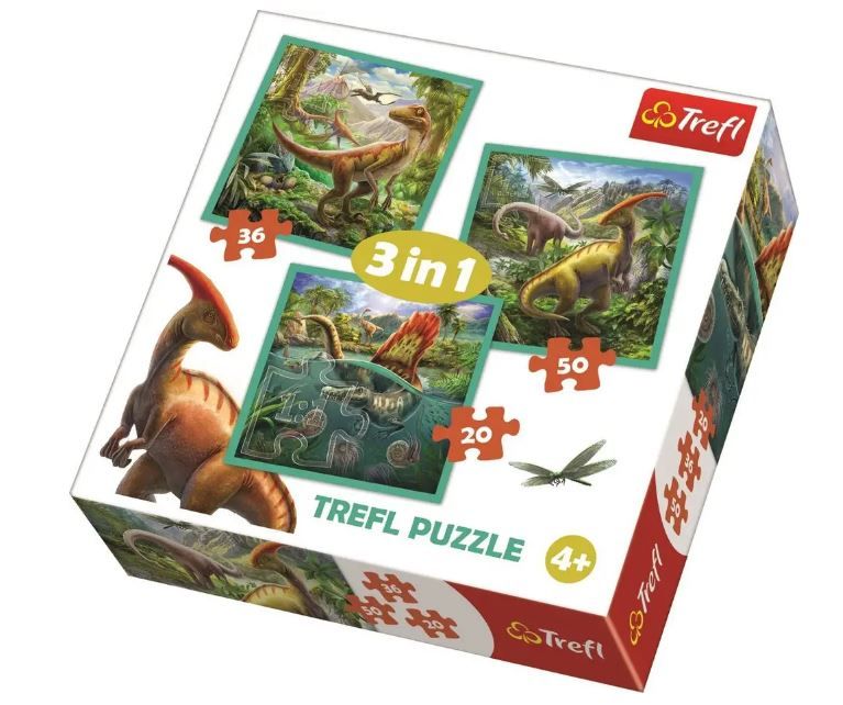 Puzzle 3v1 Svět Dinosaurů 20x19,5cm v krabici 28x28x6cm