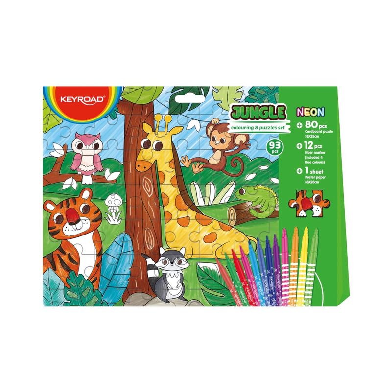 Puzzle omalovánky KEYROAD 2v1 Džungle KEYROAD