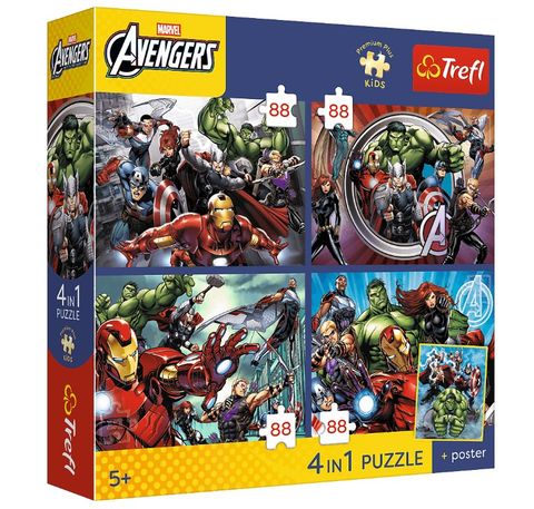 Obrázek produktu: Puzzle Premium Plus Kids Avengers - Hrdinové kolem nás 4 x 88 dílků