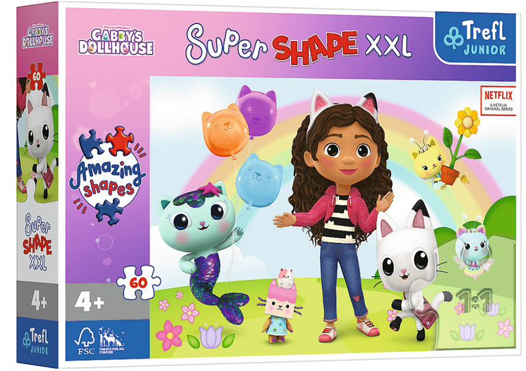 Puzzle Super Shape XXL Gábinin kouzelný domek - Přátelé, 60 dílků