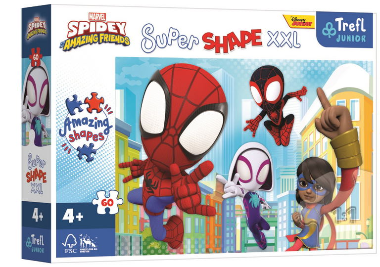 Levně Puzzle Super Shape XXL Spidey a jeho úžasní přátelé, 60 dílků
