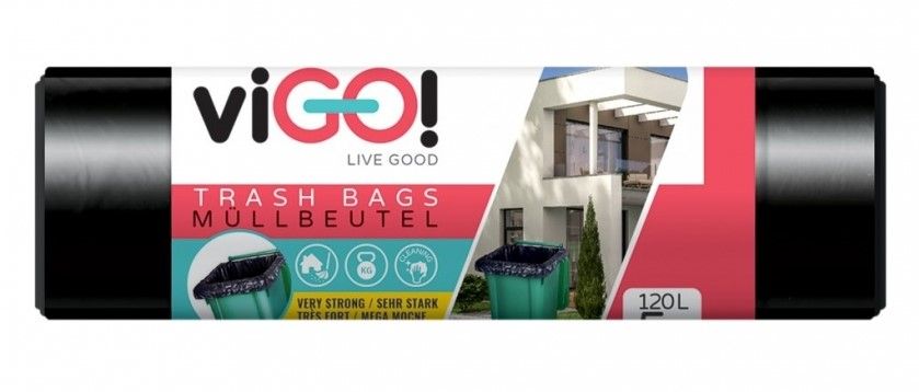 Pytle na odpad 120 l s uchy - černé (10 ks)