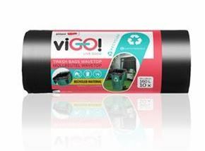viGO! - zavazovací pytle na odpadky - 160 l, 10 ks, 31 mikronů, černé