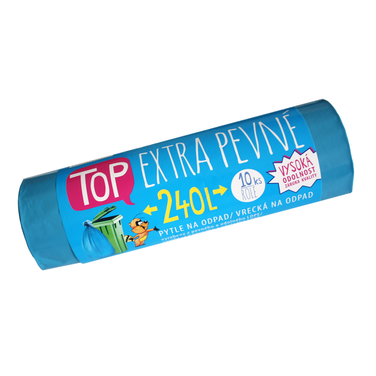 Pytle na odpad LDPE Extra TOP 240 l - modré - 10 ks
