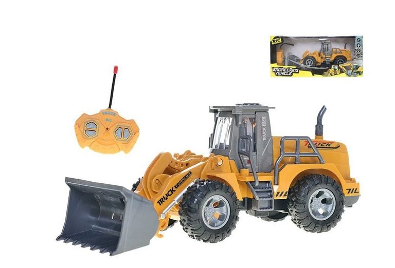 R/C bagr nakladač 23 cm 27 MHz plná funkce na baterie se světlem