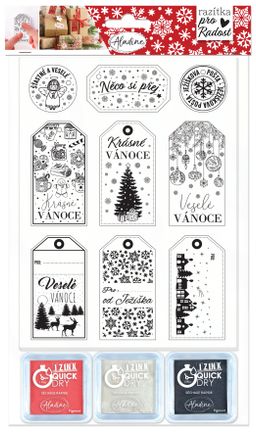 Obrázek produktu: Razítka Aladine STAMP WITH LOVE, 9 ks - Vánoční visačky