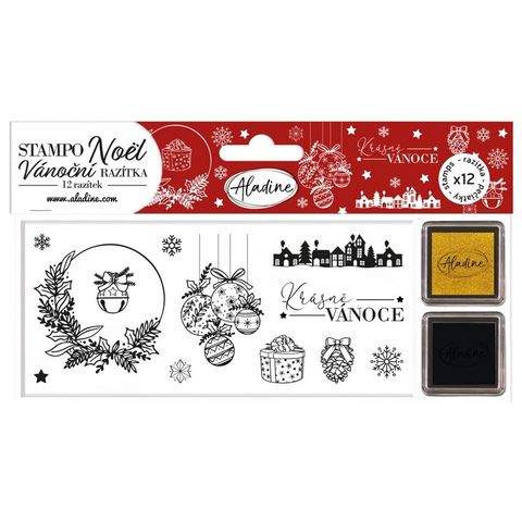 Obrázek produktu: Razítka Aladine Stampo Noël, 12 ks - Krásné Vánoce