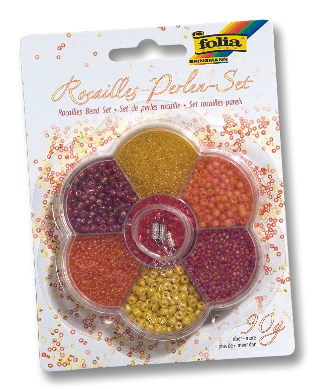 Rokajlové korálky - žlutá/červená, 90 g