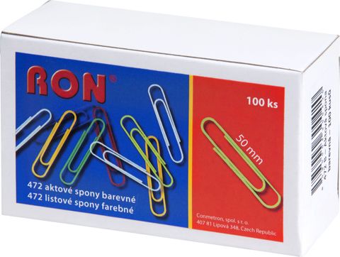 Obrázek produktu: RON Kancelářské sponky barevné 50 mm - 100 ks