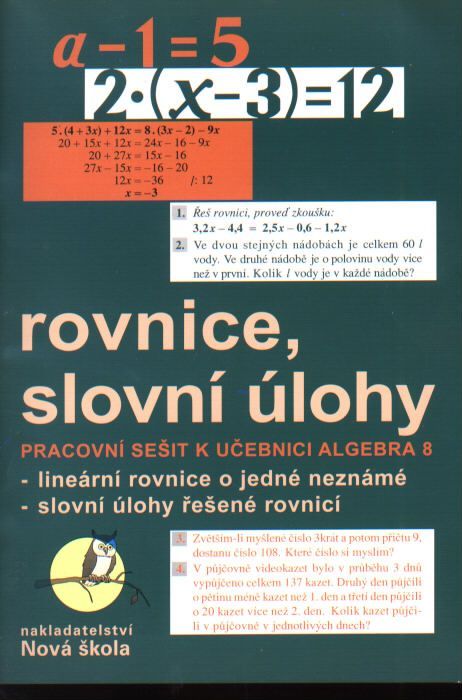 Obrázek produktu: Rovnice, slovní úlohy - pracovní sešit k učebnici Algebra 8.r.