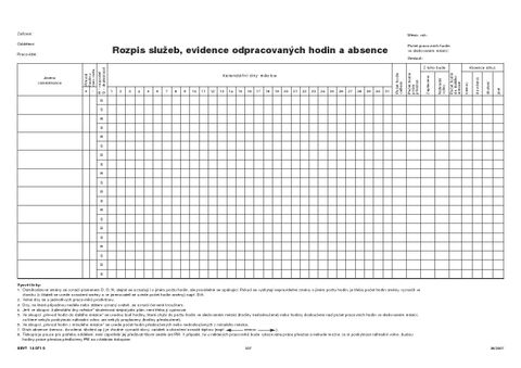Obrázek produktu: Rozpis služeb, evidence odpracovaných hodin a absence