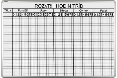 Obrázek produktu: Rozvrhová tabule ekoTAB 70 × 100 cm, s týdenním rozvrhem hodin pro 26 tříd