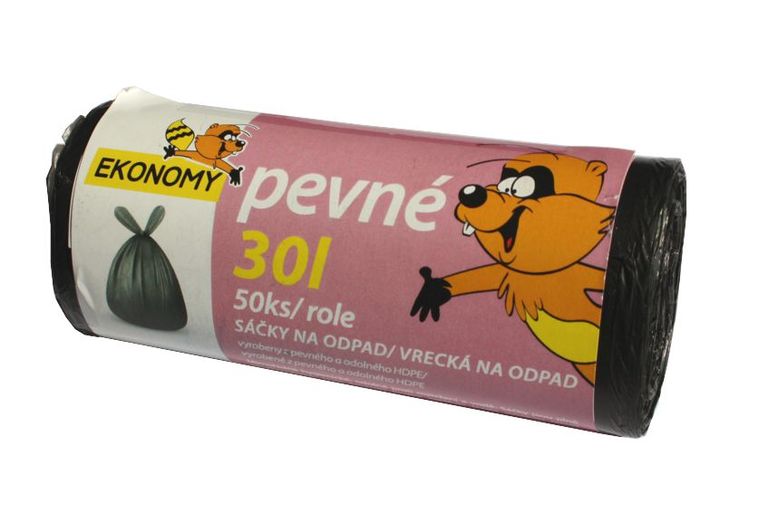 Pytle na odpadky - 30 l, 50 ks, 9 mikronů, černé