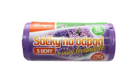Obrázek produktu: Sáčky na odpad LDPE 35 l - fialové s vůni levandule (24 ks) - s uchy