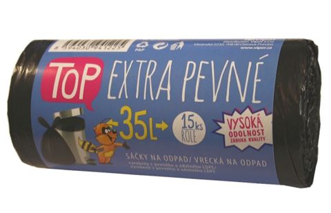 Obrázek produktu: Sáčky na odpad LDPE Extra TOP 35 l - černé (15 ks)