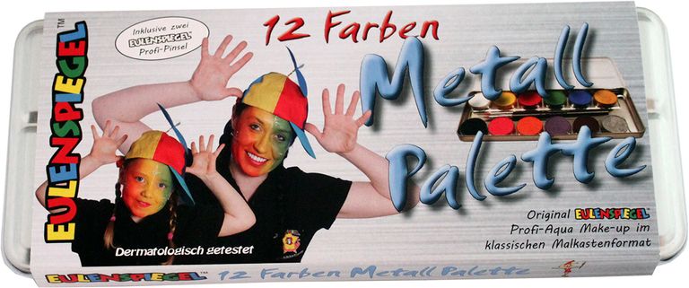 Eulenspiegel Sada 12 barev na obličej v kovové paletě