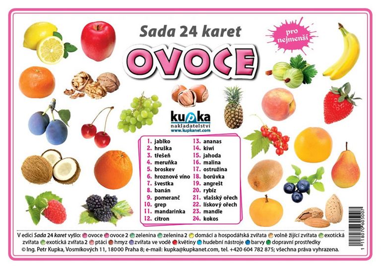 Levně Sada 24 karet - ovoce
